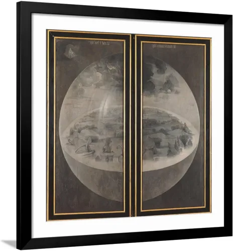 Vista 13 de ART.COM Lienzo decorativo para pared Jardín de delicias terrenales, creación del mundo en marco negro por Hieronymus Bosch, 21 x 21 pulgadas