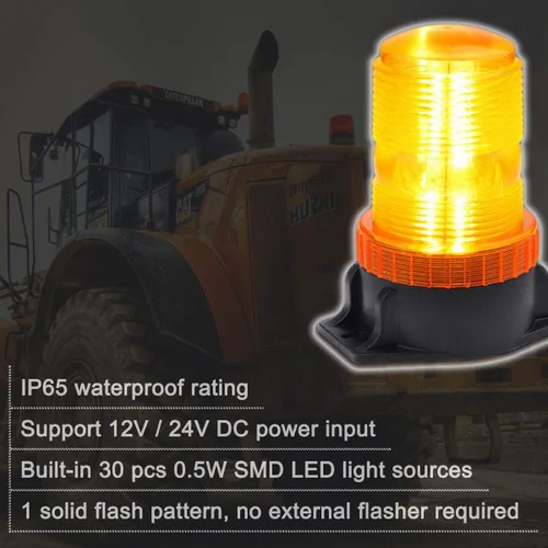 Vista 6 de WOWTOU - Luces estroboscópicas LED ámbar magnéticas para carretillas elevadoras, carritos de golf, UTV, coches, camiones, tractores, 12V 24V, baliza