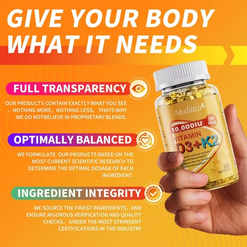 Vista 4 de Vitamina D3 K2 a base de plantas de 10000 UI con aceite MCT de coco virgen – 200 mcg MK7 de vitamina K2, sin OMG para una máxima absorción, salud