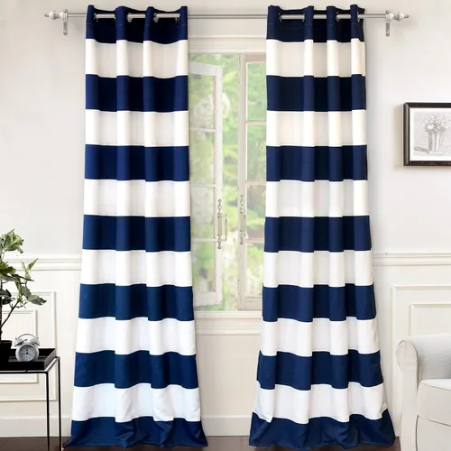 Vista 23 de DriftAway Cortinas negras con rayas para oscurecimiento de habitación, cortinas con ojales clásicas de rayas horizontales para dormitorio, sala