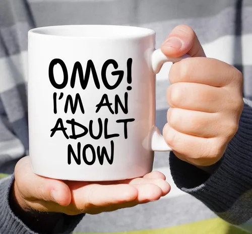 Vista 5 de Retreez Taza divertida – OMG! I'm an Adult Now - Tazas de café de cerámica de 11 onzas – Divertido, sarcasmo, sarcástico, motivacional, regalos