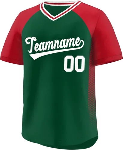 Vista 15 de Camiseta de béisbol personalizada con cuello en V para hombres, mujeres y jóvenes, camisetas de béisbol personalizadas con costuras o estampadas