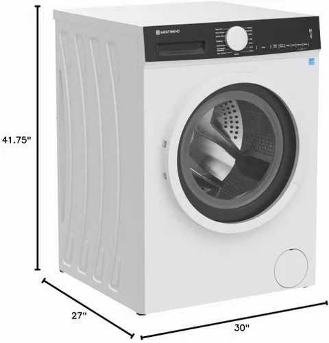 Vista 11 de Lavadora compacta West Bend de carga frontal con 15 ciclos de lavado, pantalla LED, puerta transparente, diseño apilable y que ahorra espacio