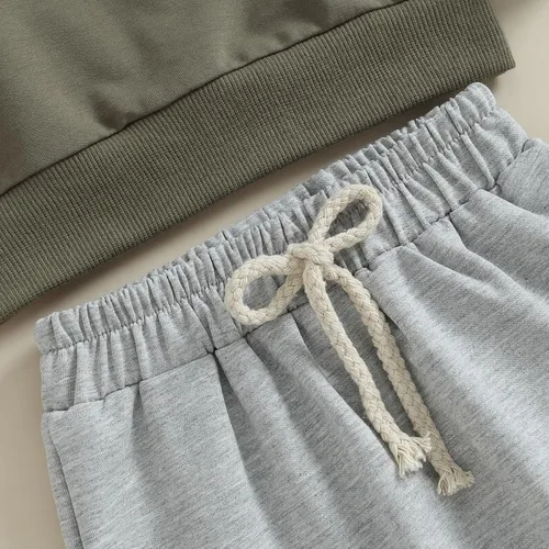 Vista 5 de Conjunto de sudadera de manga larga con cuello redondo y pantalones deportivos para bebés, ropa de invierno para bebé