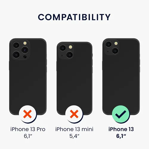 Vista 6 de kwmobile Funda compatible con Apple iPhone 13, funda de silicona TPU con acabado suave, color azul báltico