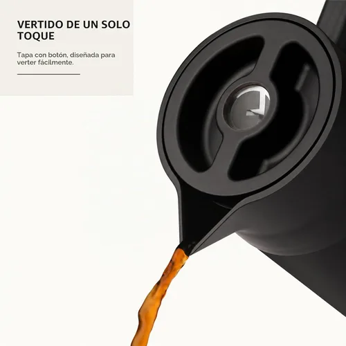 Vista 8 de Thermal Coffee Carafe 40 Oz Insulated with Tea Infuser, Stainless Steel Negro
