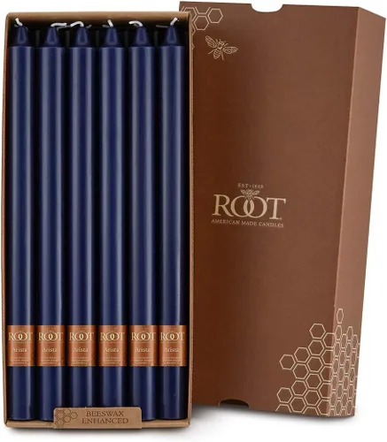 Vista 26 de Root Candles Juego de velas sin perfume de mezcla de cera de abeja de alta calidad, 5 pulgadas, azul Williamsburg, 8 unidades Williamsburg Azul
