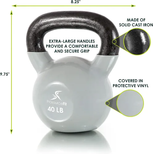 Vista 2 de ProsourceFit Pesas rusas de hierro fundido recubiertas de vinilo para entrenamientos de fitness de cuerpo completo