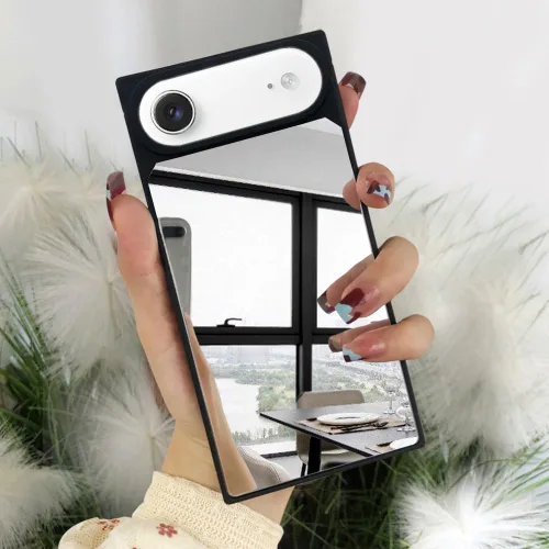 Vista 12 de Funda compatible con iPhone 15 Pro, funda rectangular con espejo, bonita para mujeres y niñas, diseño de espejo de cristal de maquillaje, diseño