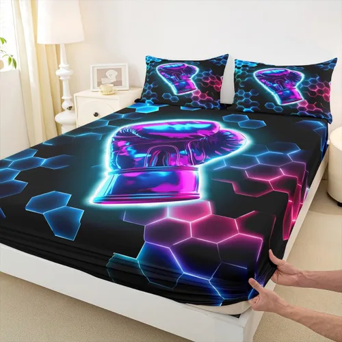 Vista 16 de Erosebridal Graffiti Rugby Ball Sheets for Boys Girls Colorful Rugby Helmet Fitted Sheet,Sports Kids Bedding Sets Football Game Bed Sets Twin 2 Piece