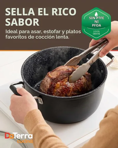 Vista 3 de DaTerra Cucina Olla de cerámica antiadherente para horno holandés con tapa