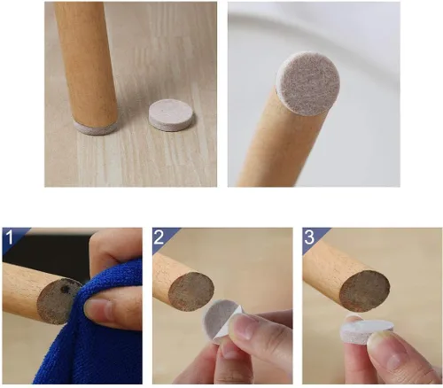 Vista 7 de uxcell 50 almohadillas redondas para muebles, 1 1/4 pulgadas, autoadhesivas, antideslizantes, antiarañazos, fieltro, protector de pisos, beige