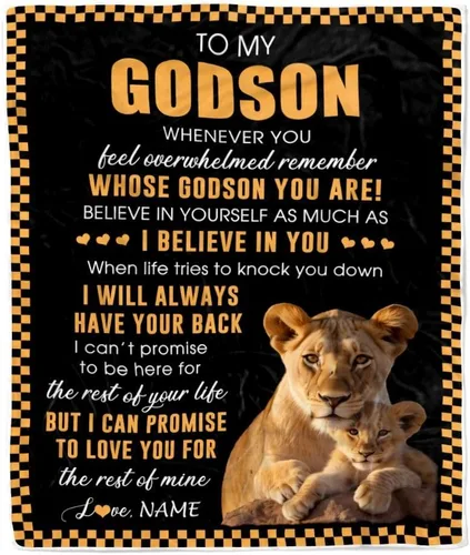 Vista 31 de Manta personalizada con texto en inglés «To My Godson», de Godmother Godmother Wolf Moon, My Love for You is Forever Godson Birthday Christmas