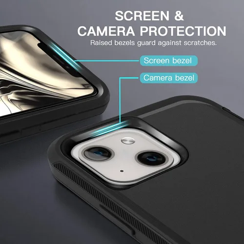 Vista 5 de AICase Funda para iPhone 13 Mini con funda de clip para cinturón, protector de pantalla, funda protectora resistente para teléfono, protección