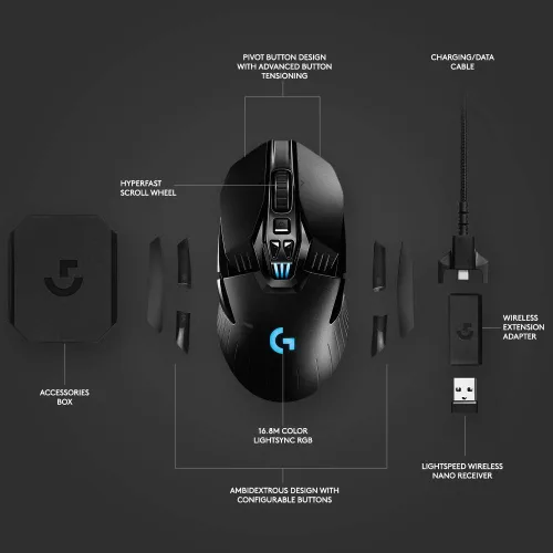 Vista 6 de Logitech G Teclado mecánico inalámbrico para juegos 915 (linear) y mouse inalámbrico para juegos G903 Lightspeed con sensor Hero 25K, compatible