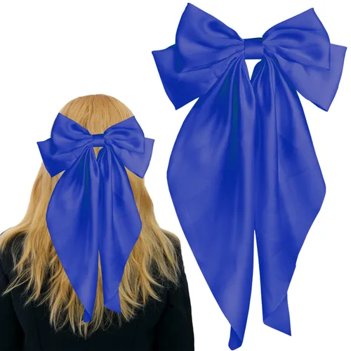 Vista 12 de Pufandor - Lazo para el cabello de satén sedoso para mujeres, lazos rojos para niñas, pasadores de lazo, cola larga con clips, lazos grandes