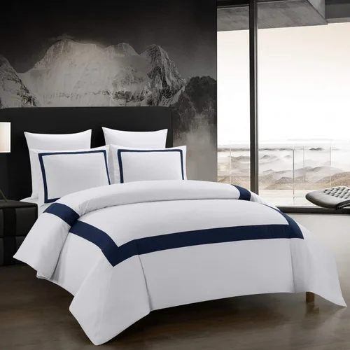 Vista 10 de OSVINO Juego de funda nórdica de hotel doble, ropa de cama suave y Negro