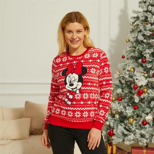 Vista 2 de Disney Sudaderas navideñas a juego para la familia, para niños y niñas, divertidas sudaderas navideñas de Minnie Mickey para la nieve