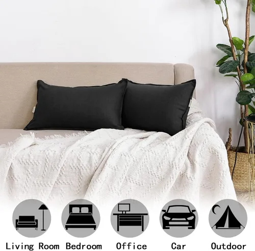 Vista 153 de Jeanerlor Funda de almohada decorativa de lino y algodón sólido de 18 x 18 pulgadas con cremallera, funda de cojín europea, funda de almohada
