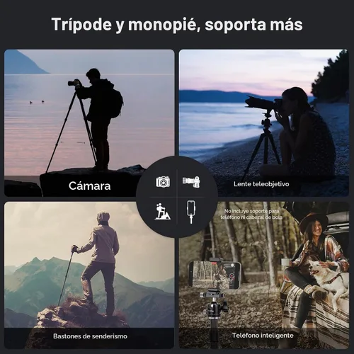 Vista 9 de SmallRig AP-10 Trípode de cámara de fibra de carbono de 52.4 pulgadas máx. Carga útil 11lb Cabezal de bola de 360°, monopie desmontable, ligero