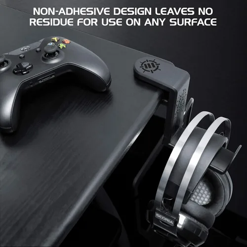 Vista 7 de ENHANCE Soporte para auriculares para juegos de PC, soporte para auriculares de escritorio con rotación ajustable de 360 grados, abrazadera de Negro
