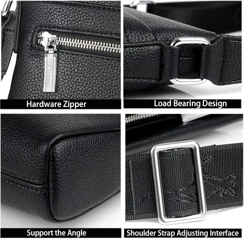 Vista 5 de Men's Leather Shoulder Bag, Men Purse Messenger Bag Business Shoulder Bag Crossbody Briefcase