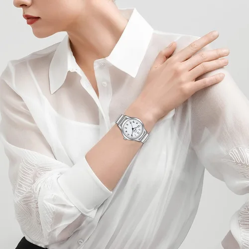 Vista 5 de BOSHIYA Reloj analógico de banda elástica para mujer, fácil de leer, números romanos, esfera de expansión de acero inoxidable, reloj de pulsera