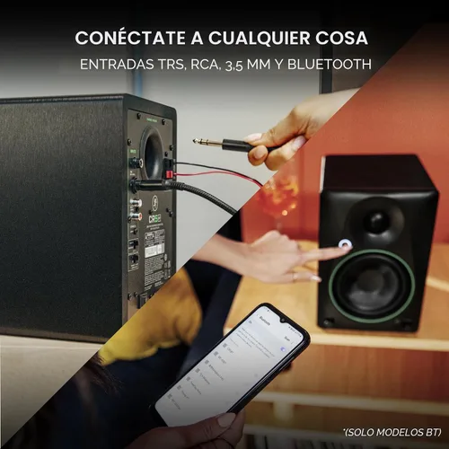 Vista 4 de Mackie CR3.5BT - Monitores de estudio de referencia creativa alimentados de 3.5 pulgadas con Bluetooth, perilla de tono e interruptor de ubicación