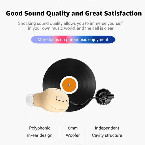 Vista 4 de Auriculares inalámbricos Bluetooth individuales, mini auriculares inalámbricos invisibles con Bluetooth, 12 horas de duración de la batería súper
