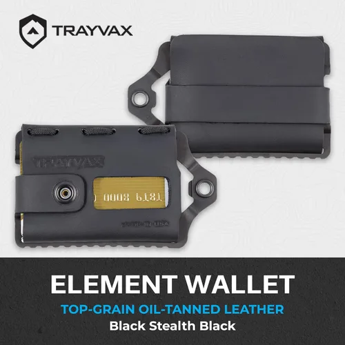 Vista 2 de Trayvax Element Wallet, RFID bolsillo frontal para tarjetas de crédito con clip para dinero, cartera minimalista de cuero delgado de metal