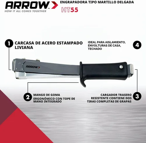 Vista 2 de Arrow HT55 Slim Hammer Tacker