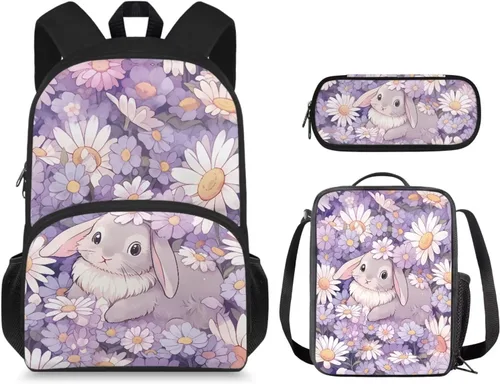 Vista 27 de Mochila 3D Otter para niños de 9 a 11 años, bonita mochila para niñas para la escuela, mochila elegante para niños con lonchera y bolsa