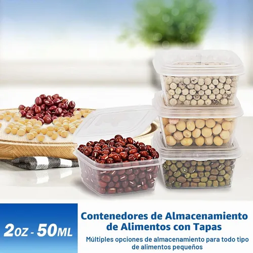 Vista 6 de Recipientes de plástico de 2 onzas con tapas (paquete de 200), recipientes desechables para condimentos con tapas, tazas de porciones para salsa