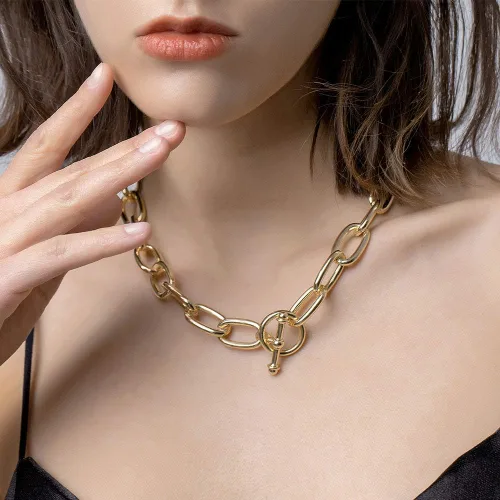 Vista 4 de LILILIE&WHTE - Collar de cadena gruesa para mujer, collar de cadena gruesa, collares de moda, cadena de eslabones de Cable, gargantilla, collares