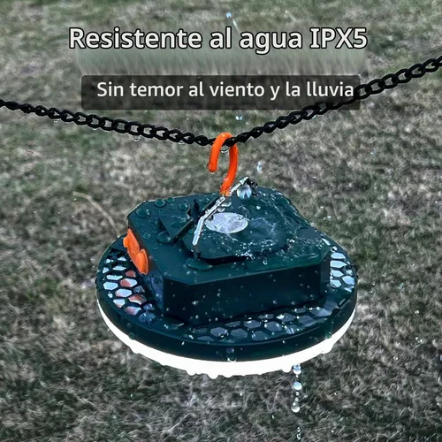 Vista 6 de Linterna LED recargable ultra brillante, luz colgante portátil con carga USB C, IPX5 impermeable, base magnética y gancho para campamento, glamping
