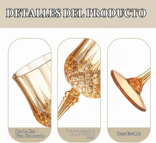 Vista 3 de XUWAIDSGN 16 Piezas Copas de Vino Vintage de Plástico de 7oz Vasos para Beber Irrompibles Cristalería para Bodas Copas de Agua de Cristal