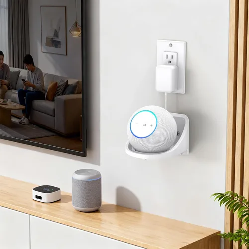 Vista 7 de XLTTYWL Dot Max - Soporte de punto ABS con gestión de cables, soporte de pared premium que ahorra espacio para Eco Dot Max 2025 (blanco)