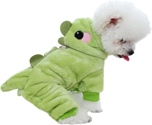 Vista 9 de Sudadera con capucha para perro, pijama de forro polar suave, pantalones de forro polar cálido, traje de Navidad para perros pequeños, disfraz