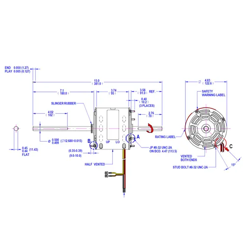 Vista 3 de [D1092 OEM Mania] D1092 Producido por FASCO Motor (1468-3069, 7184-0156, 7184-0432) Reemplazo para motor de CA Coleman Mach con condensador - 1/3