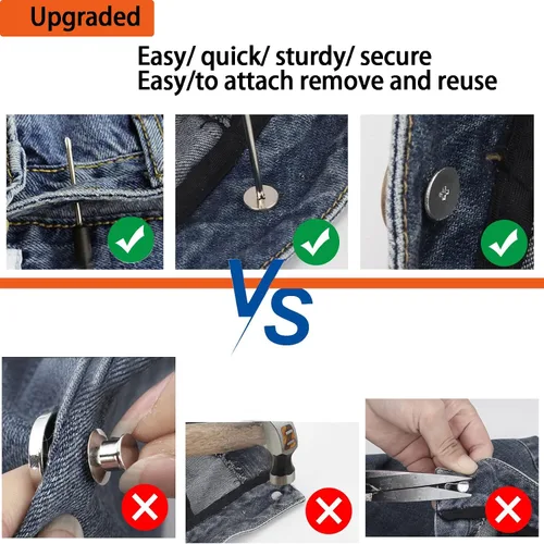 Vista 7 de YouOKLight Botones para jeans, 0.669 in sin clavos, botones de metal extraíbles de repuesto para reparación de remaches y destornilladores, 12