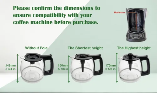 Vista 5 de Jarra de café universal de repuesto de vidrio de 12 tazas, compatible con múltiples marcas de cafetera, mango negro