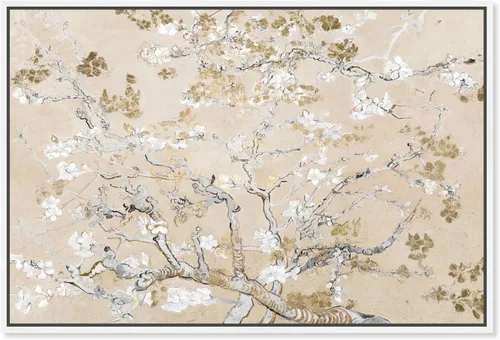 Vista 10 de Oliver Gal Van Gogh en lienzo inspirado en flores doradas, arte de pared para sala de estar, dormitorio y baño, 15 x 10 pulgadas, marco flotante