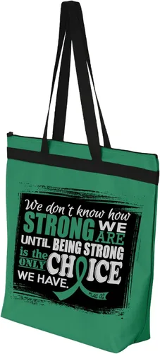 Vista 3 de Fight Like a Girl How Strong We Are Darcey Tote Bag para concientización sobre el cáncer y las enfermedades