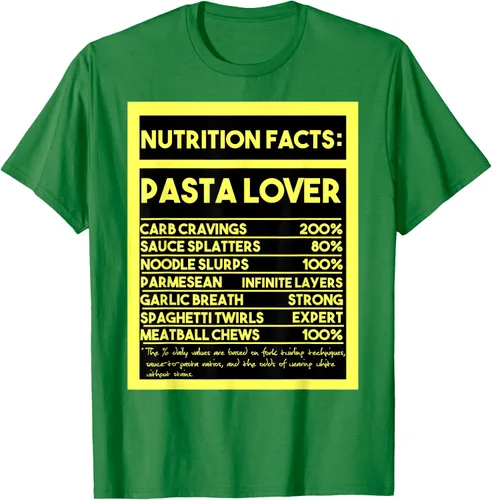 Vista 5 de Pasta Lover Nutrition Facts: The Ultimate Carb Connoisseur's T-Shirt Negro