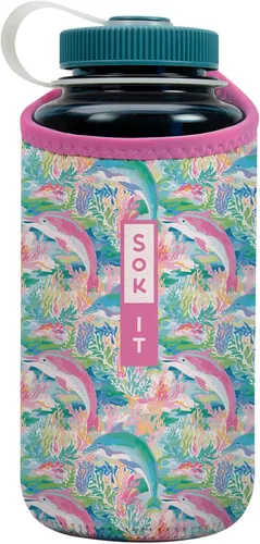 Vista 57 de Sok It BotlSok Funda para botella de agua con cubierta de neopreno aislante (Floral abstracto, se ajusta a CamelBak o Nalgene de 12 onzas)