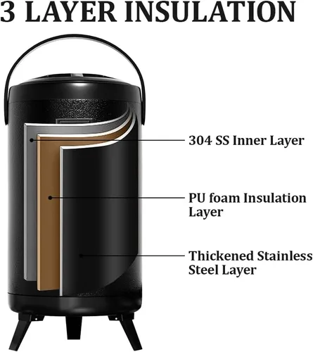 Vista 3 de Dispensador aislado de bebidas frías y calientes de 3.2 galones, dispensador térmico de bebidas para agua caliente/fría, bebidas de chocolate