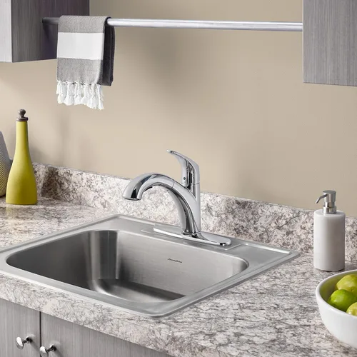Vista 6 de American Standard 22SB.6252283S.075 Colony Top Mount Ada 25x22 Solo Tazón Acero Inoxidable 3 Agujeros Fregadero de Cocina