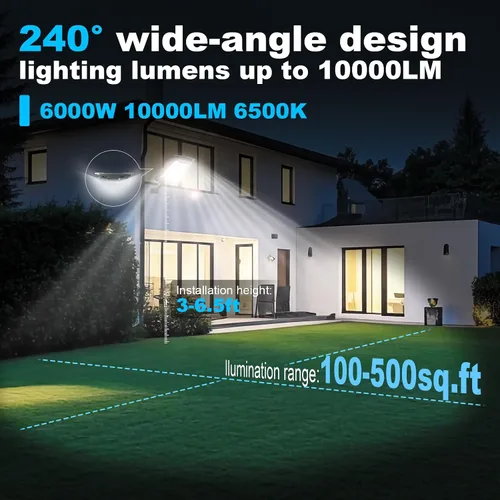 Vista 4 de Paquete de 2 luces solares de calle de inducción impermeables para exteriores, 6500 K, foco de seguridad con sensor de movimiento de control remoto