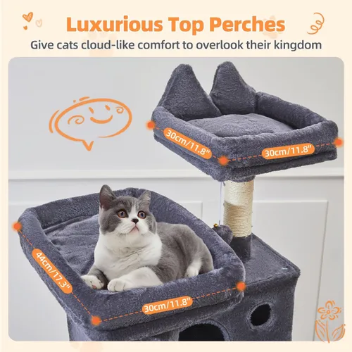 Vista 40 de Taoqimiao Árbol para gatos de 57.5 pulgadas, torre para gatos de interior para adultos, condominio extragrande para gatos, 8 postes rascadores