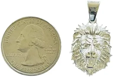 Vista 2 de Colgante de plata de ley 925 con dije de cabeza de león Leo del zodiaco Plata esterlina Sin gemas